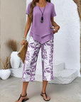 Summer | Casual Leaf Print Two Piece Set