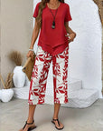Summer | Casual Leaf Print Two Piece Set