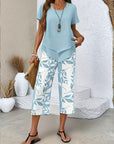 Summer | Casual Leaf Print Two Piece Set