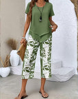 Summer | Casual Leaf Print Two Piece Set