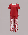 Summer | Casual Leaf Print Two Piece Set