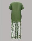Summer | Casual Leaf Print Two Piece Set