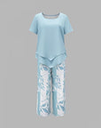 Summer | Casual Leaf Print Two Piece Set