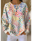 Melody | Button-Neck Print Sweatshirt