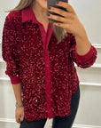 Claudine | Elegant Shimmer Collared Shirt