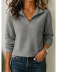 Annette | Textured Quarter-Zip Pullover