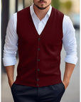 Leonard | Buttoned V-Neck Sweater Vest
