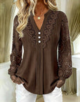 Rosetta | Lace-Trimmed Long Sleeve Blouse