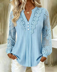 Rosetta | Lace-Trimmed Long Sleeve Blouse