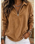 Genevra | Ribbed Quarter-Zip Pullover Top