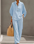 Vienna | Elegant Wide Leg and Collar 2 Piece Set