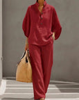 Vienna | Elegant Wide Leg and Collar 2 Piece Set