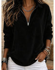Genevra | Ribbed Quarter-Zip Pullover Top