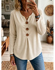 Katherine | Buttoned V-Neck Top