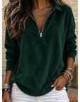 Genevra | Ribbed Quarter-Zip Pullover Top