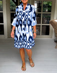 Lightweight Printed 3/4 Sleeve Dress