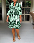Lightweight Printed 3/4 Sleeve Dress