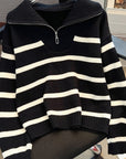 Sabina | Striped Quarter-Zip Sweater