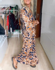 Flowy Printed C with V-Neckline