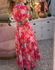 Floral print v-neck pocket dress