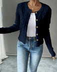 Eleanora | Cable-Knit Button-Front Cardigan