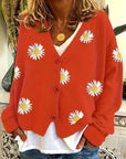 Maribel | Floral Embroidered Button-Front Cardigan