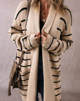 Striped Open Front Long Sleeve Cardigan