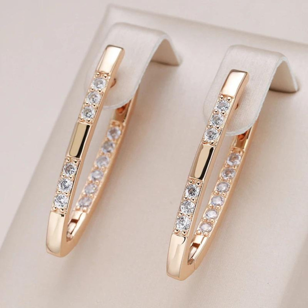 Zirconia Gold Earrings with Brilliant Shine