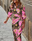 Striped Print Long Shirt Dress
