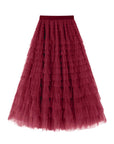 Flowy Layered Mesh Midi Skirt