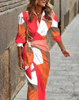 Striped Print Long Shirt Dress