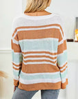 Women's Side Slit Pullover V-Neck Long Sleeve Sweater