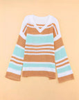Women's Side Slit Pullover V-Neck Long Sleeve Sweater
