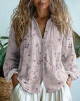 Brianna | Elegant Vintage Leaf Print Shirt