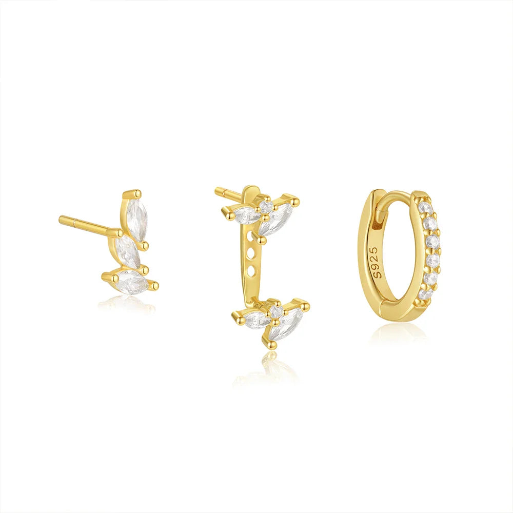 Trendy 3-Piece Stud and Drop Earrings Set