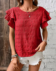 Annabel | Ruffle-Sleeve Textured Blouse