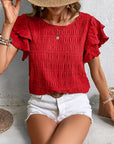 Annabel | Ruffle-Sleeve Textured Blouse