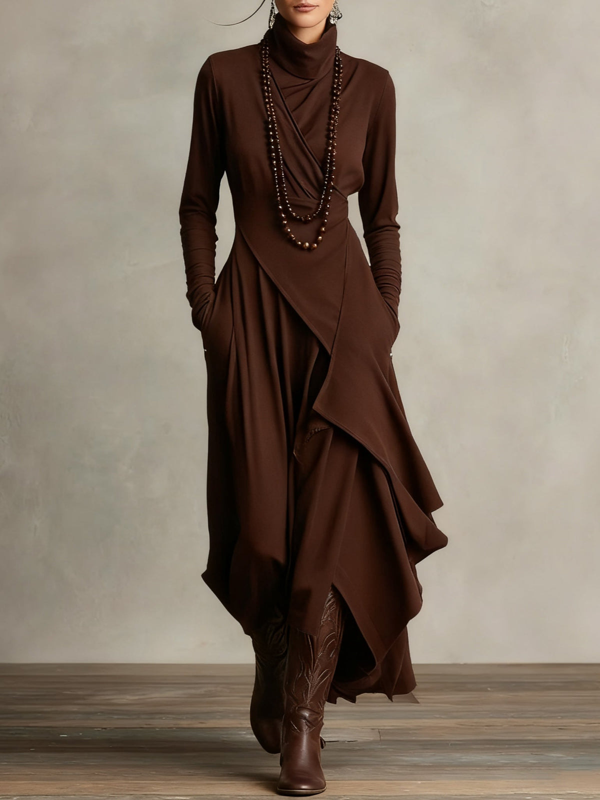 Sierra | Elegant High Neck Maxi Dress