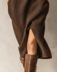 Buttoned Turtleneck Slit Hem Dress