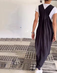Solid Color Casual Dress with Straps